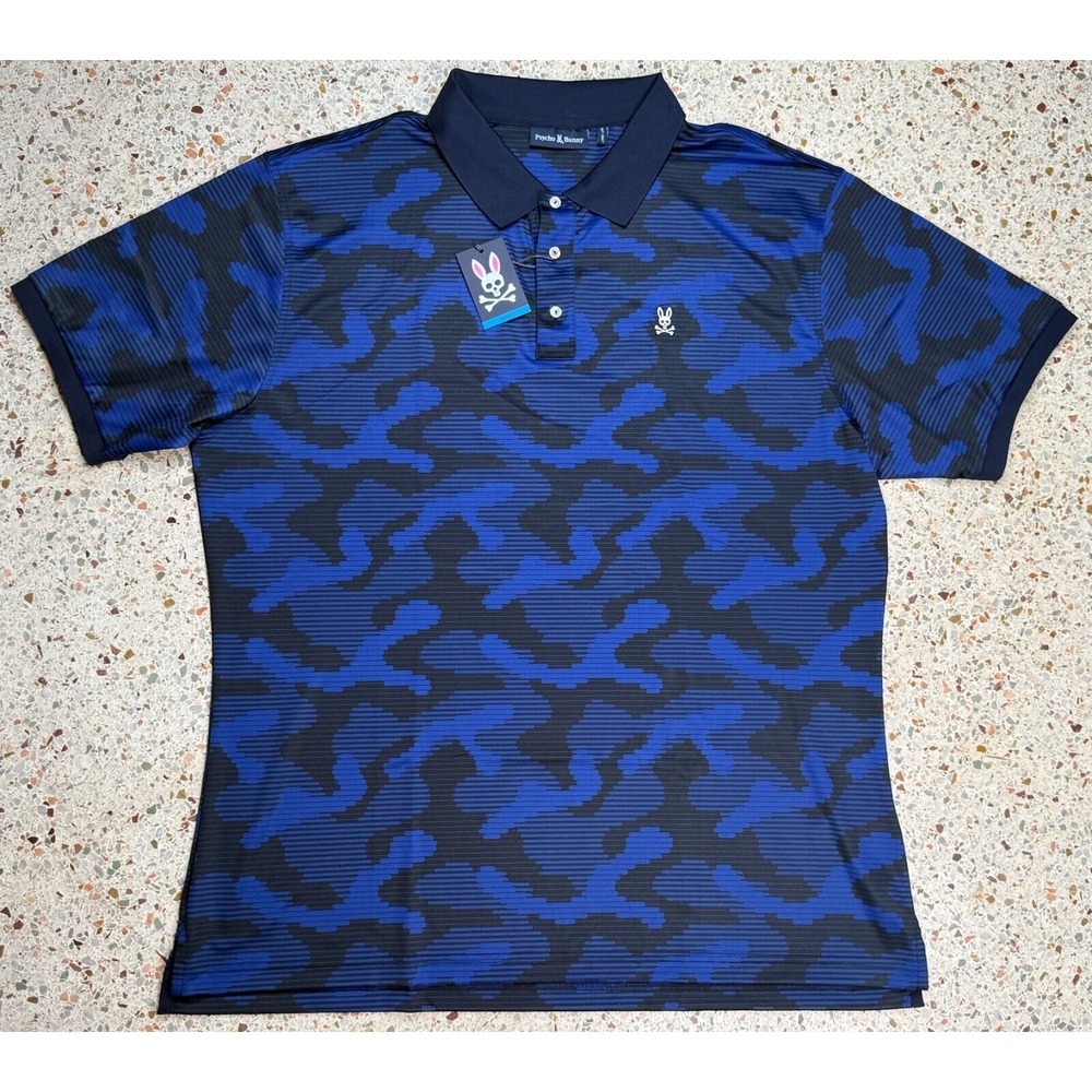 Psycho Bunny Men's Huston Sport AOP Short Sleeve‎ Polo Shirt Size 3XLT